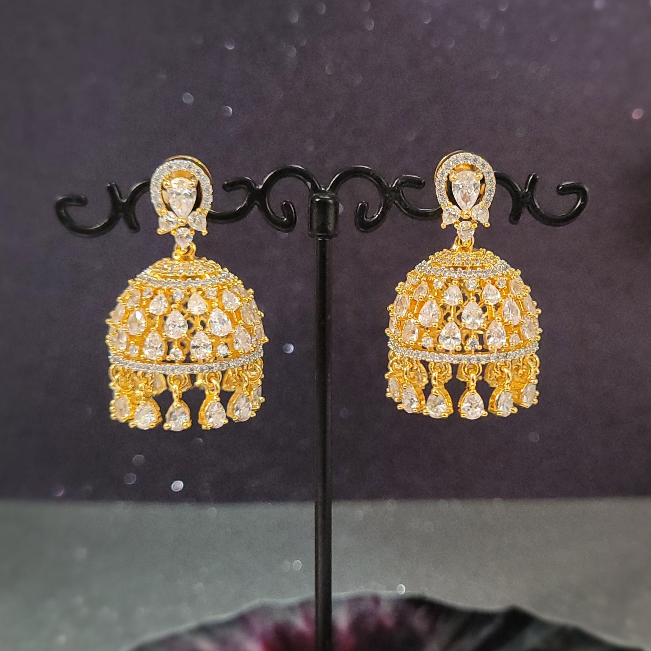AD & Crystal - Jhumki Earrings