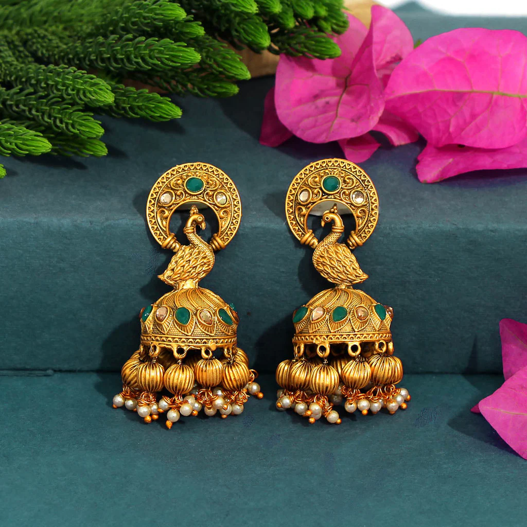 Matte Gold Jhumki earrings