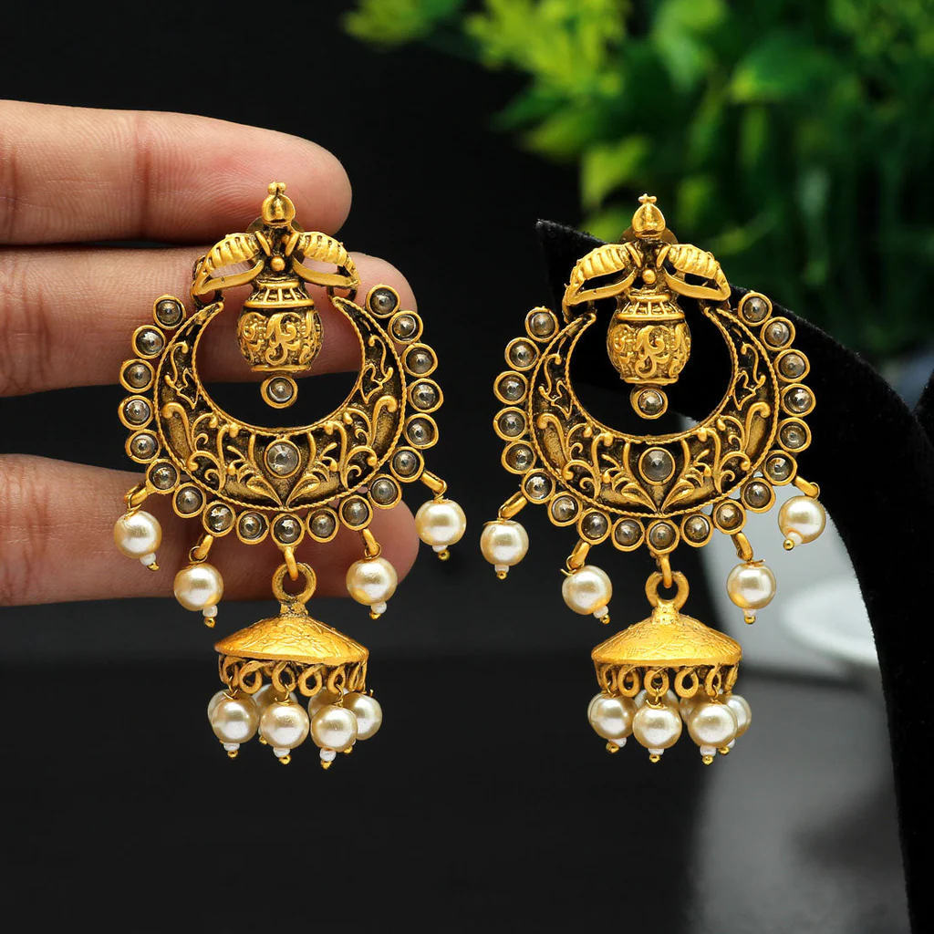 Matte Gold Jhumki earrings