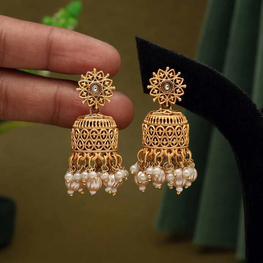Matte Gold Jhumki earrings